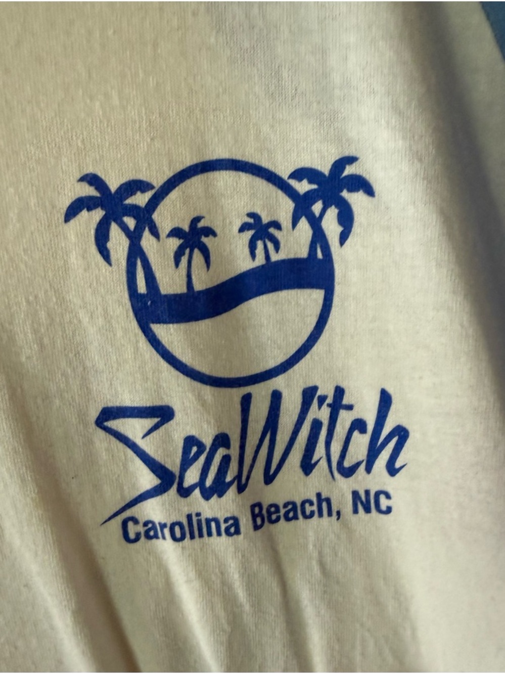 Carolina Beach Sea Witch Raglan Tee - White & Light Blue - Picture 2 of 6